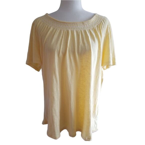 Talbots Shirt Short Sleeve Round Collar Yellow Tee Size XL - Picture 6 of 6
